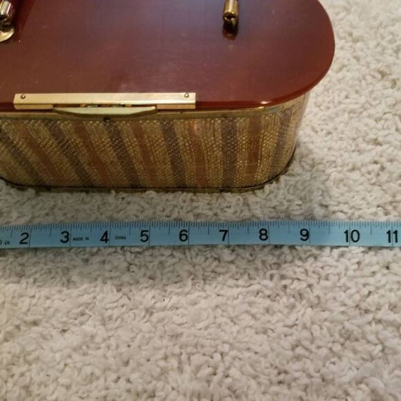 Vintage Lucite Bag Clear, Tortise & Gold Tinsel - Picture 8 of 10